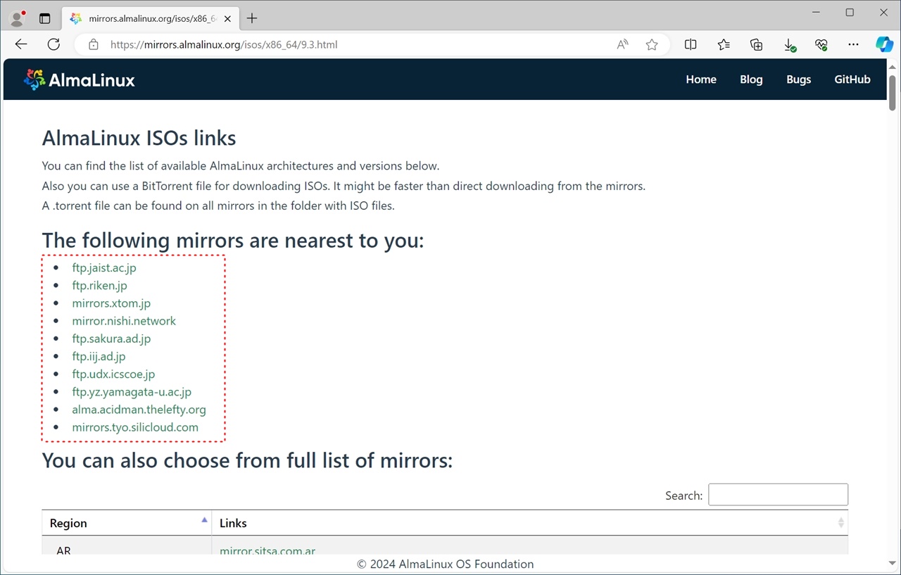 遅い場合はミラーサイトの選択を