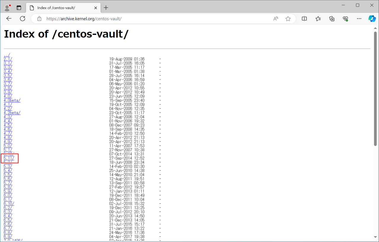 最終バージョン(5.11)の選択