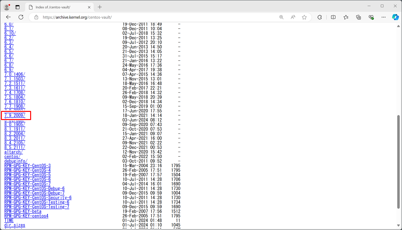 最終バージョン(7.9)の選択