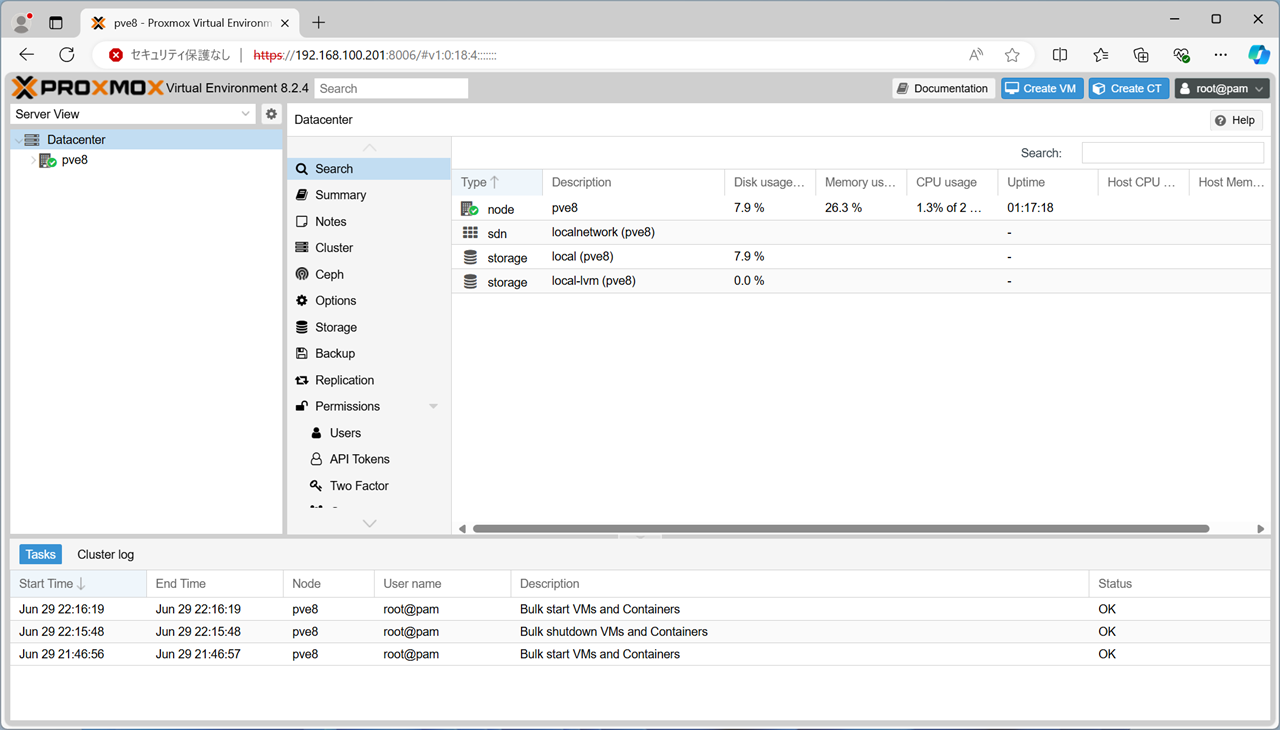 管理画面の表示