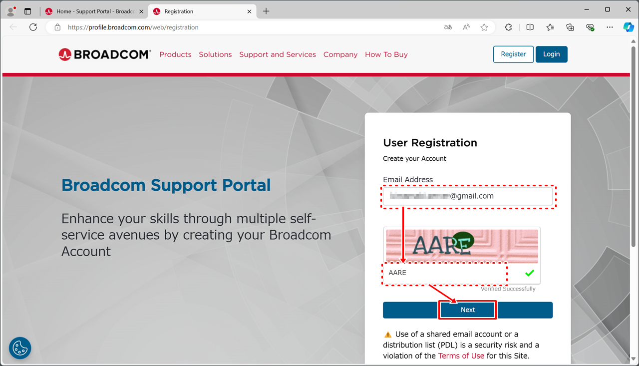 登録するメールアドレスを入力