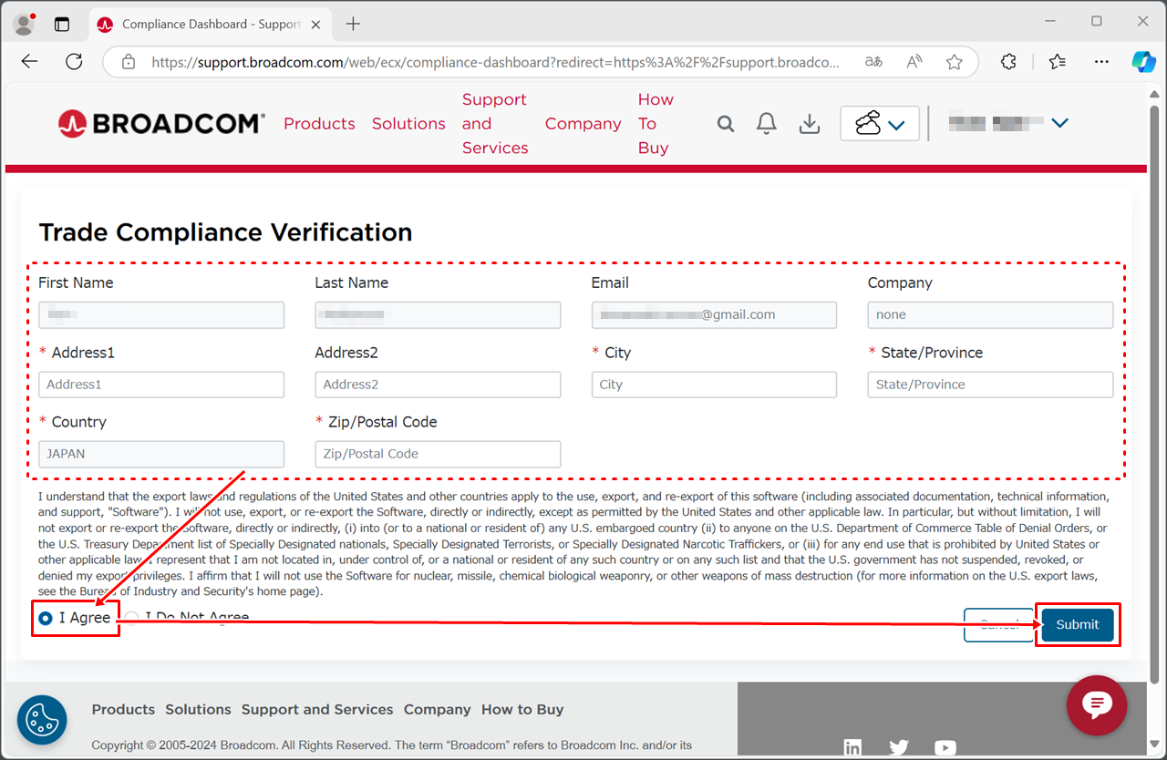 「I Agree」にチェック